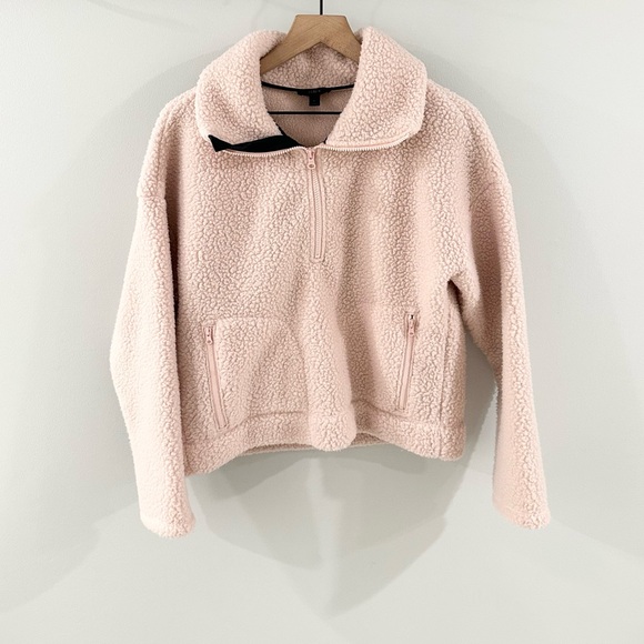 J. Crew Polartec 1/4 Zip Teddy Sherpa Pullover In Blush Pink Size Small - Picture 2 of 6